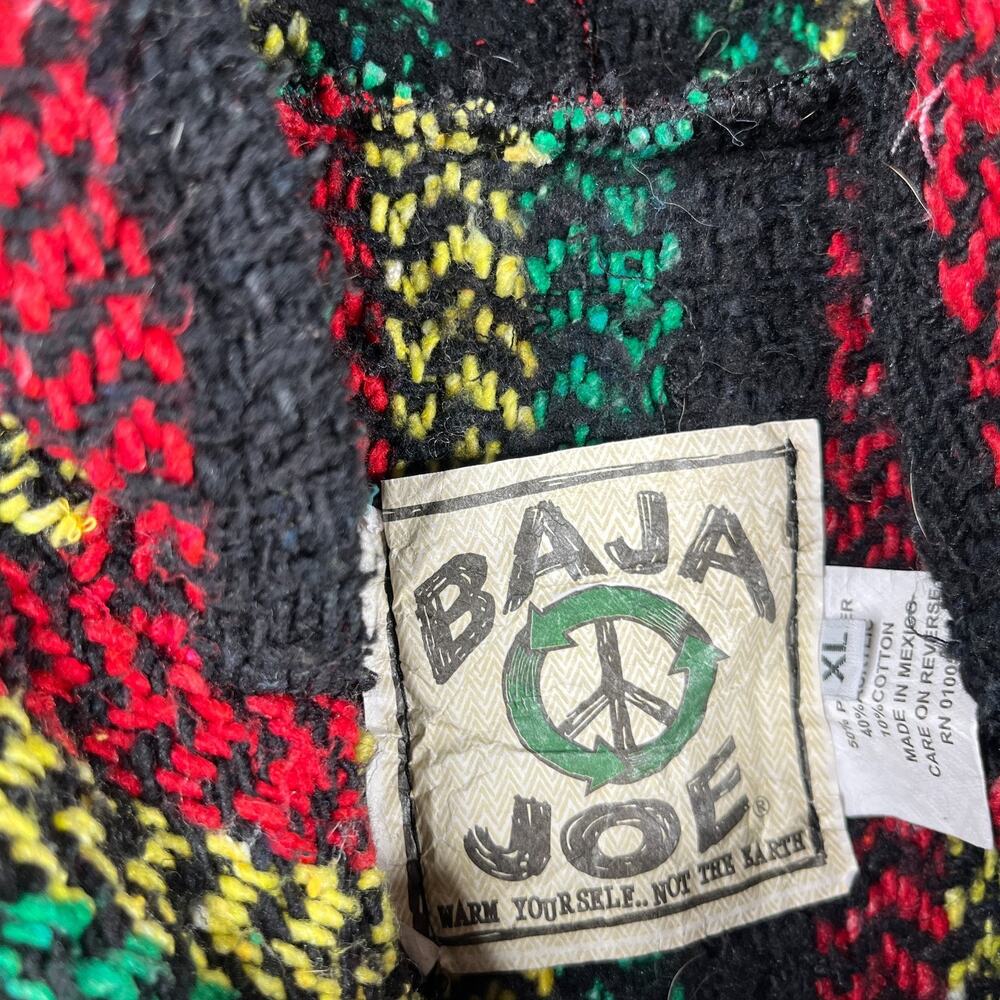 BAJA JOE Drug Rug Rasta Pullover Sweatshirt Pocket Beach Casual XL - Picture 4 of 10